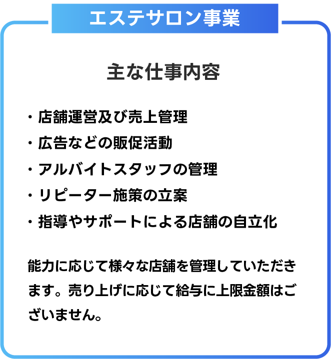 エステサロン事業スタッフ事業